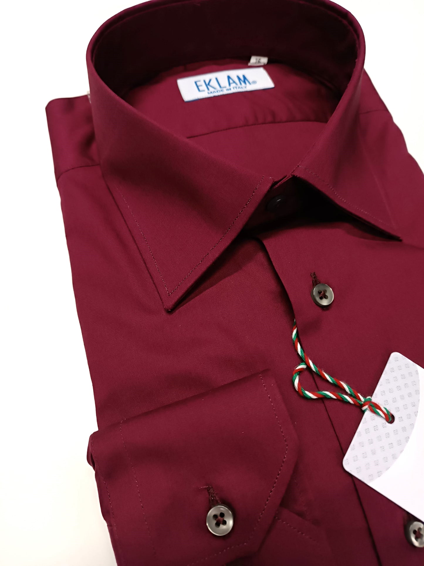 Chemise homme EKLAM à col italien bordeaux