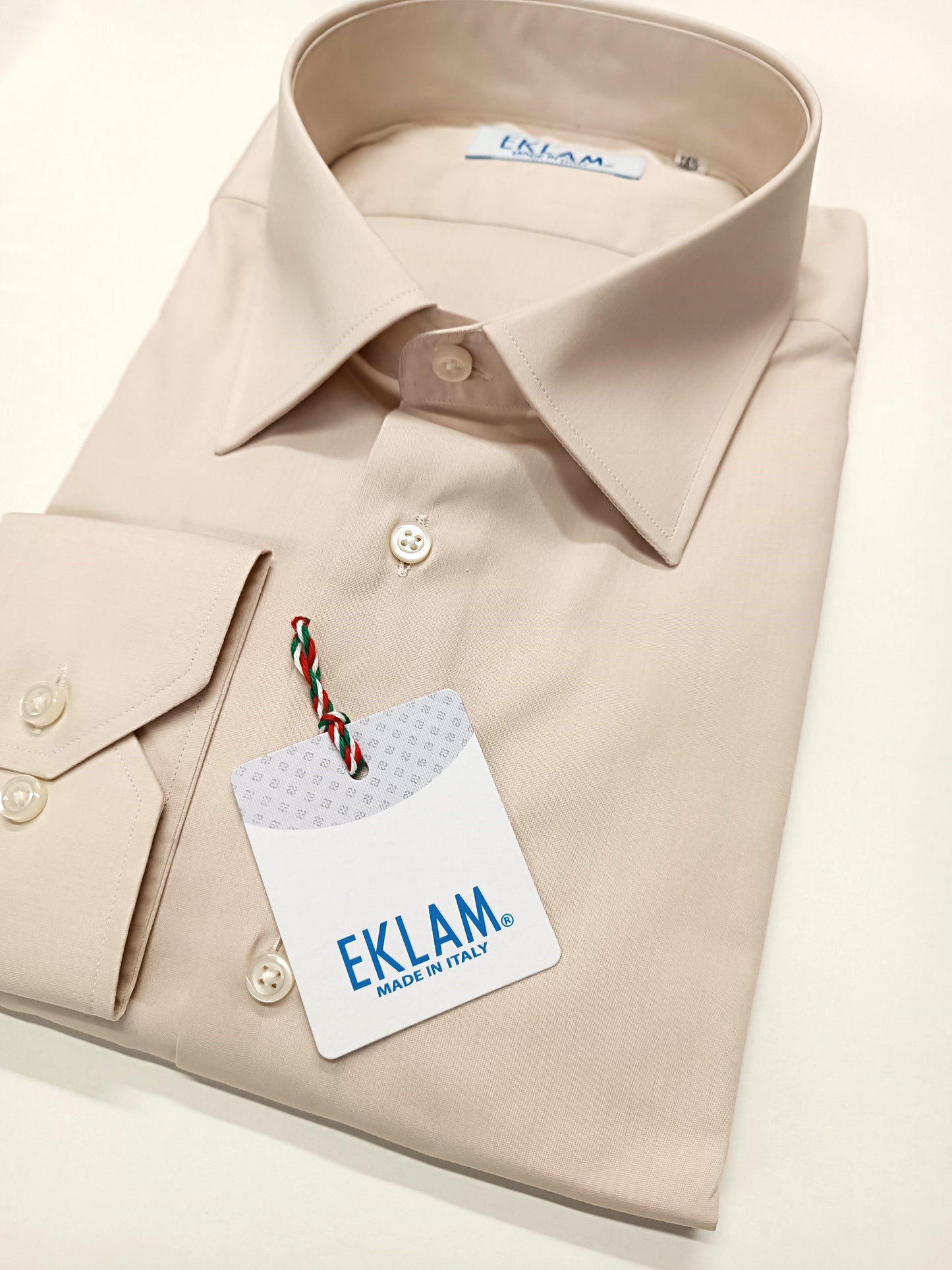 EKLAM men's shirt with spread collar, sand colour