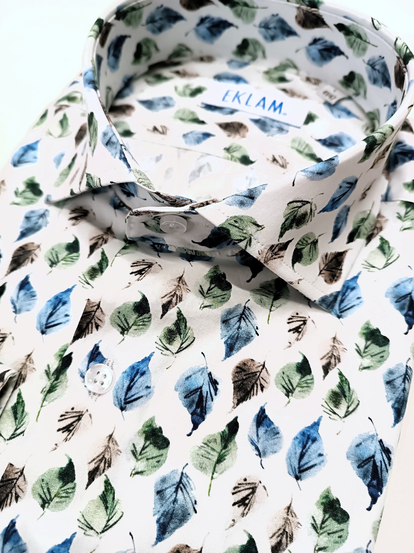 Men's shirt with spread collar leaf print EKLAM TECH - NEW