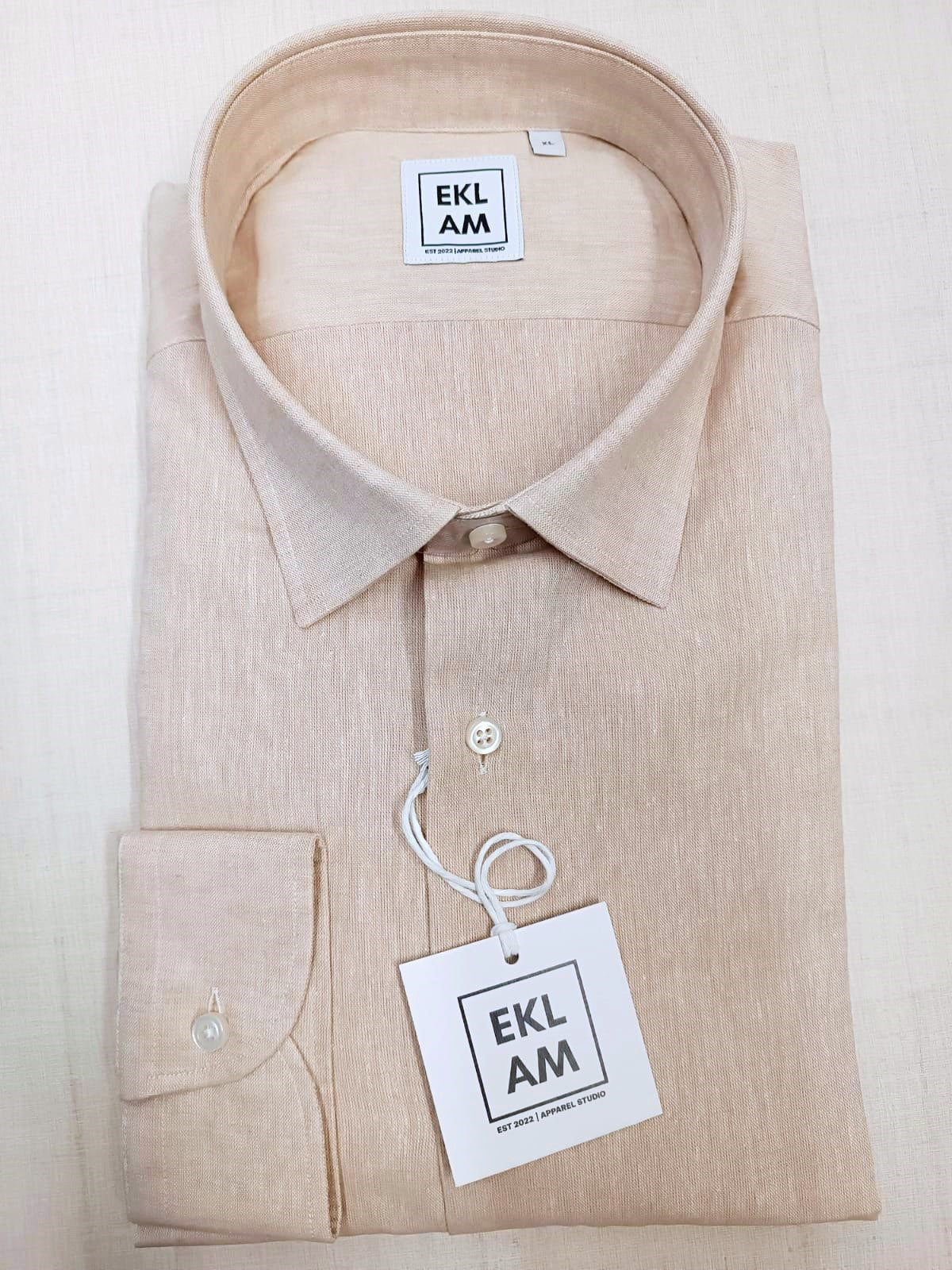 Camicia uomo EKLAM 100% lino beige-sabbia