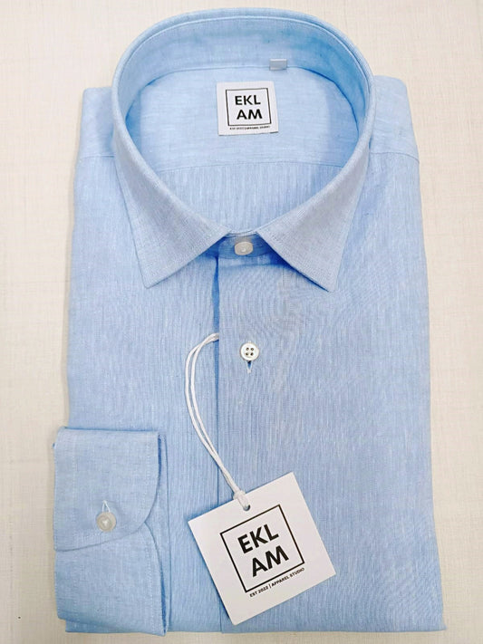 Camicia uomo EKLAM 100% lino azzurra