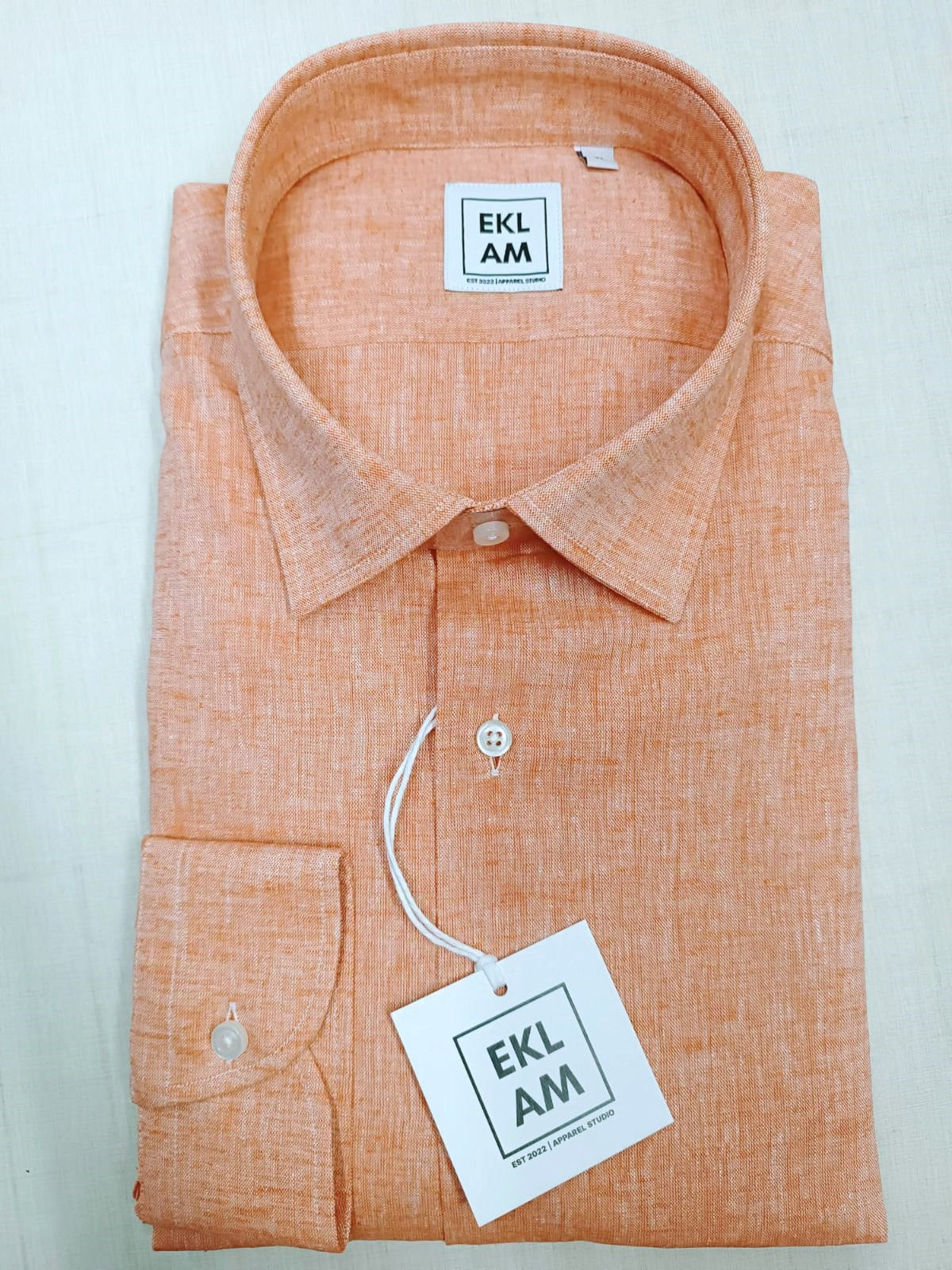 EKLAM men's shirt with spread collar, sand colour