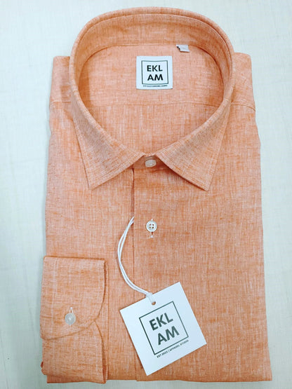 Camicia uomo EKLAM 100% lino Orange Rose