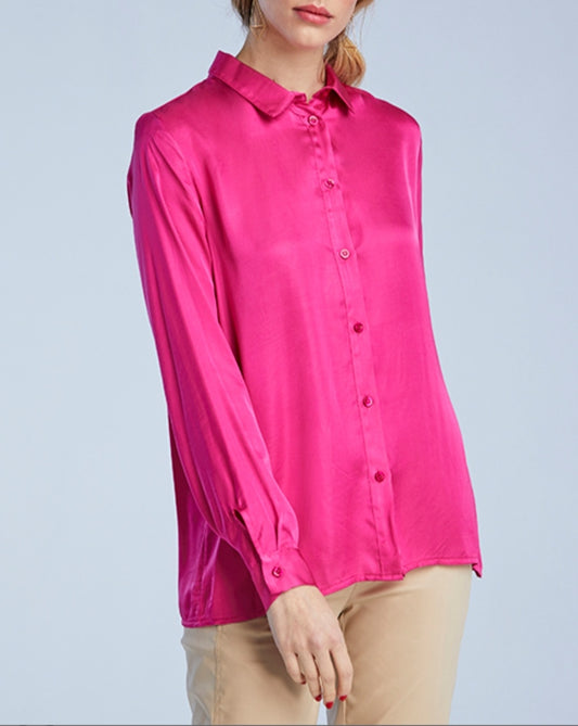 Women's satin effect viscose blouse