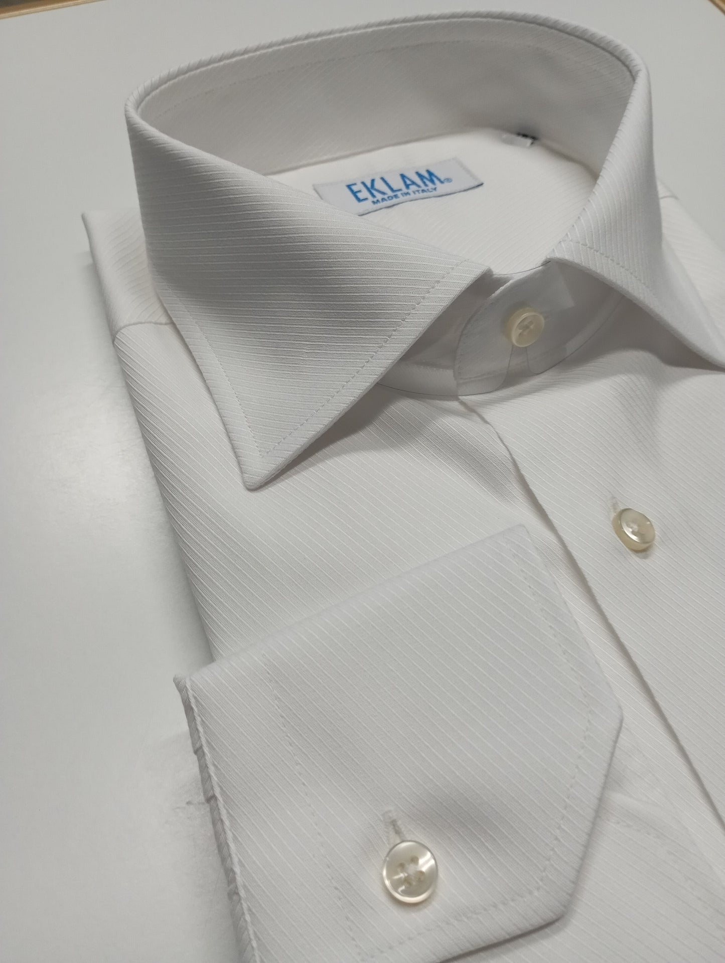 White men's shirt with spread collar